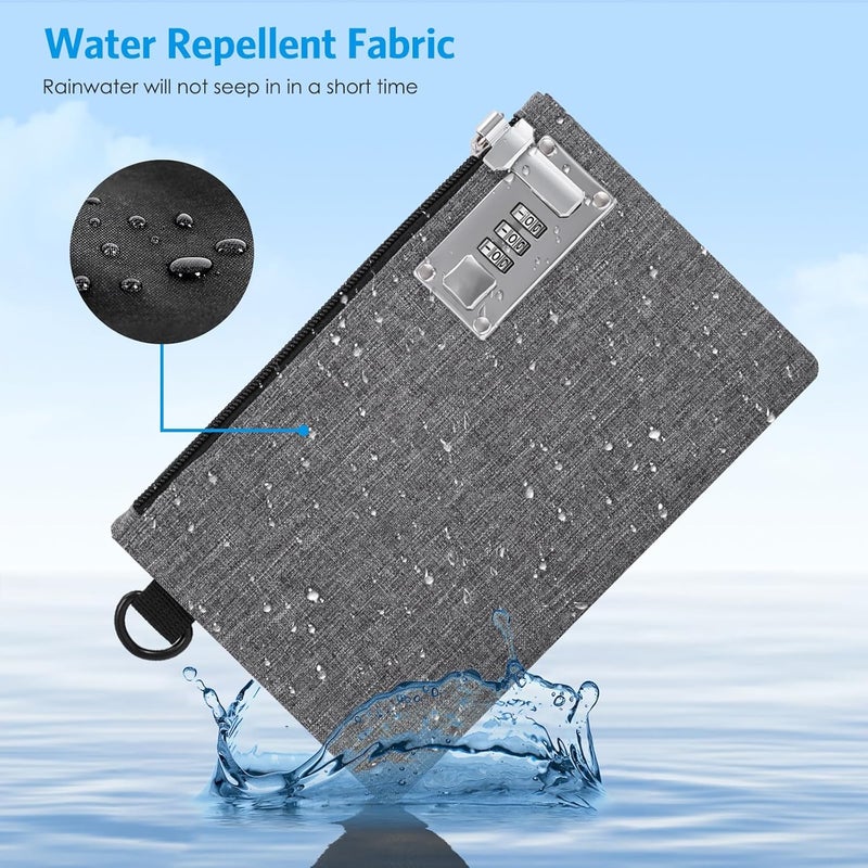 AMIR Money Bags with Zipper, 5x8 Inches, Money Pouch, Cash Bag, Coin Purse Bank Bags with Zipper for Travel, Cash, Jewelry, Passports, Credit Cards - Grey - Image 2